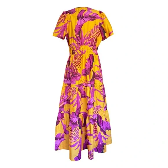 Anthropologie The Somerset Maxi Dress NWT Orange Papaya Tropical Size M 🩷🧡 - Picture 3 of 7